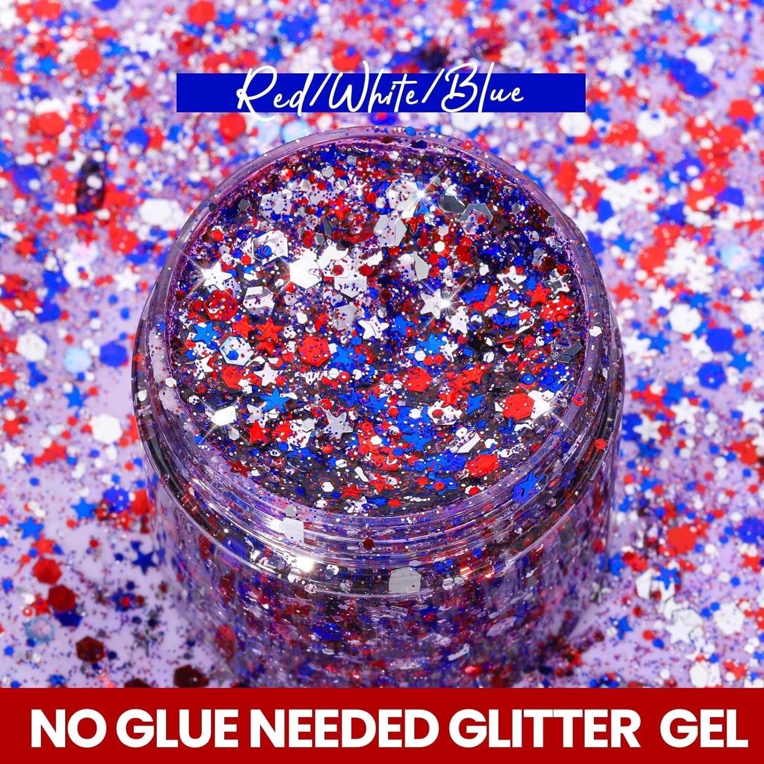 Gorgeous 80g Red White & Blue Face & Body Glitter Gel – 4th of July Essentials