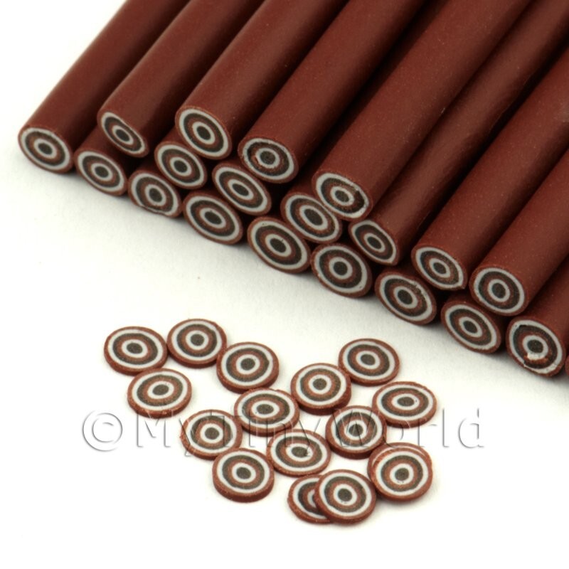 2 x Handmade Chocolate Bullseye Nail Art Cane