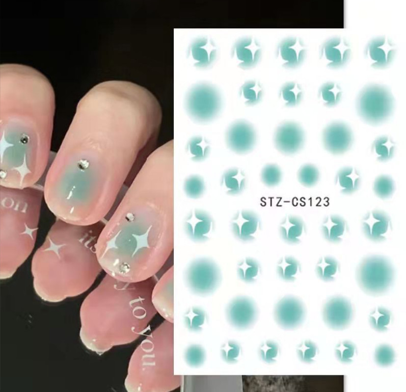 Gradient Green Star Stickers Nail Art 3D Manicure Slider CS123 NS40