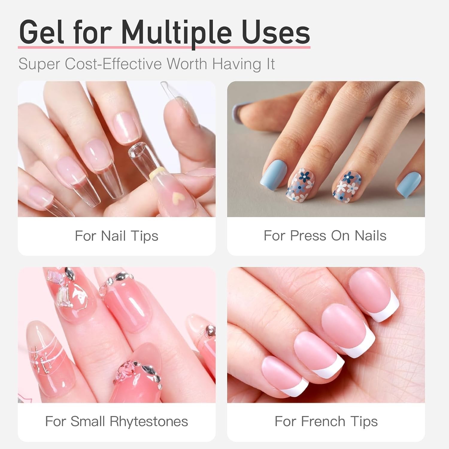 Water-Resistant 15g Nail Glue Gel – Strong Hold, No Lamp Required for Easy Use