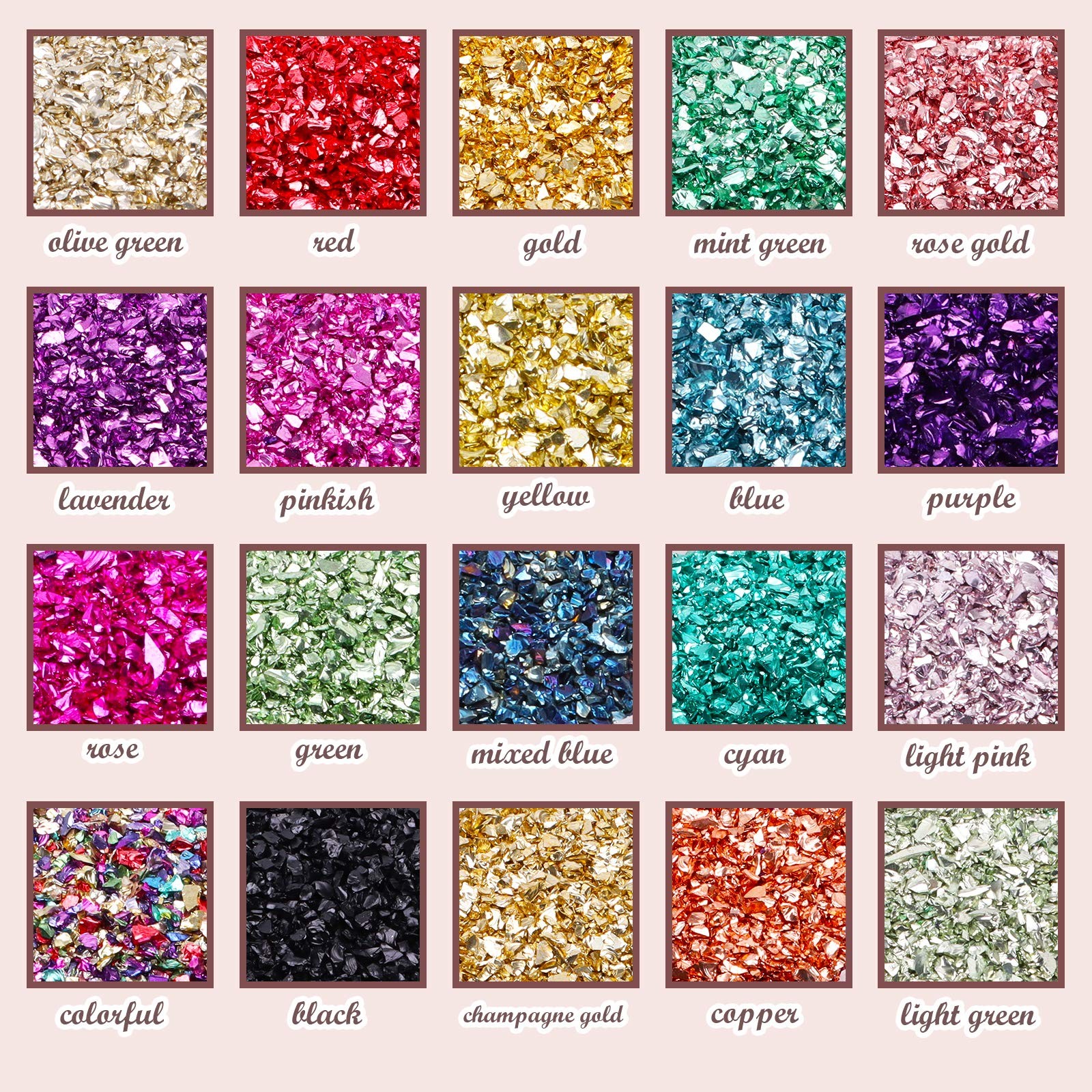 Crushed Glass Craft Glitter for Resin, Irregular Metallic Crystal Chips Sprin…