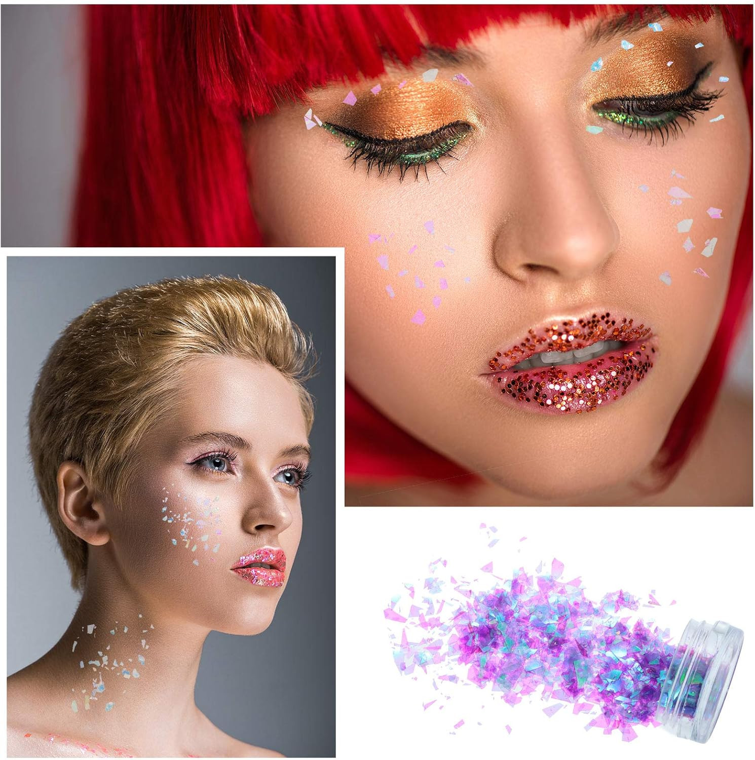 12 Boxes Mermaid Iridescent Chunky Glitter Flakes Chrome Nail Sequins Aurora Hol