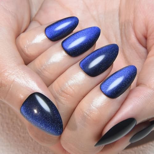 Dark Blue Press on Nails 30 Ounce (Pack of 1) – Short Almond-09 Royal Blue
