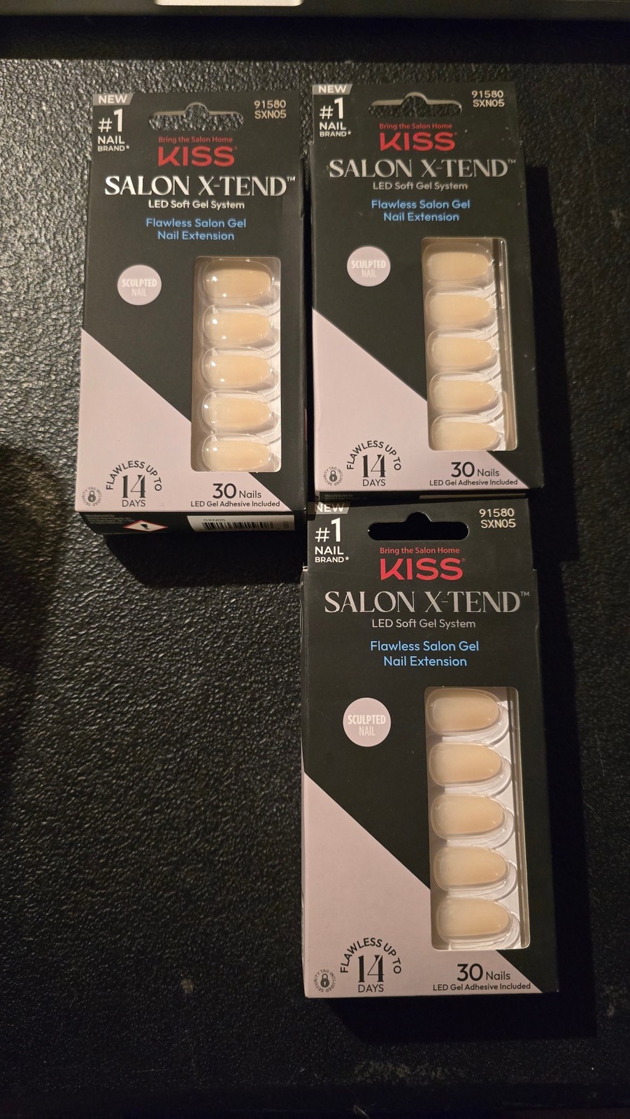 3 Pack KISS Salon X-Tend LED Soft Gel Nail Extension Sculpted 30 Ct Ea 91580