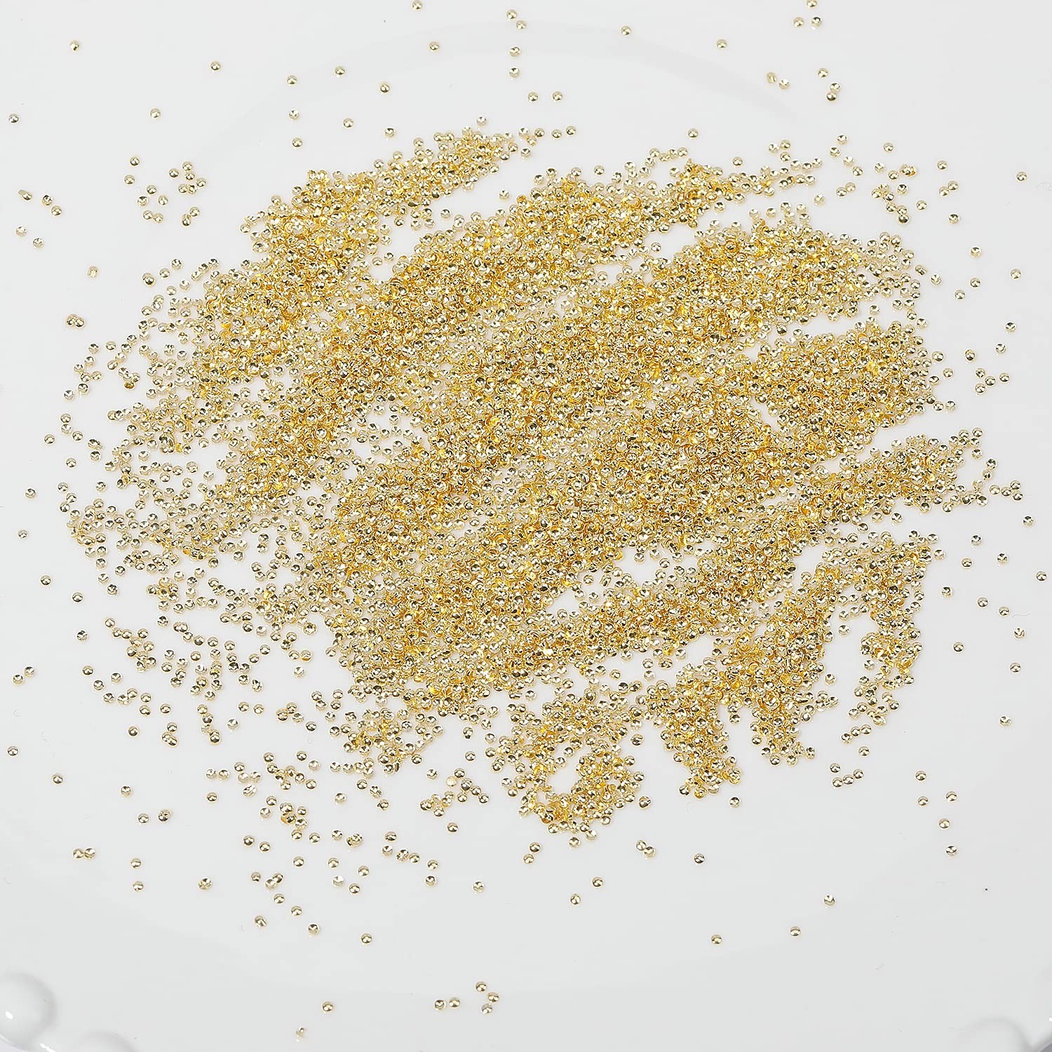 Nail Art Charms – Metal Silver & Gold Beads, Flat Back round Rhinestones, Small