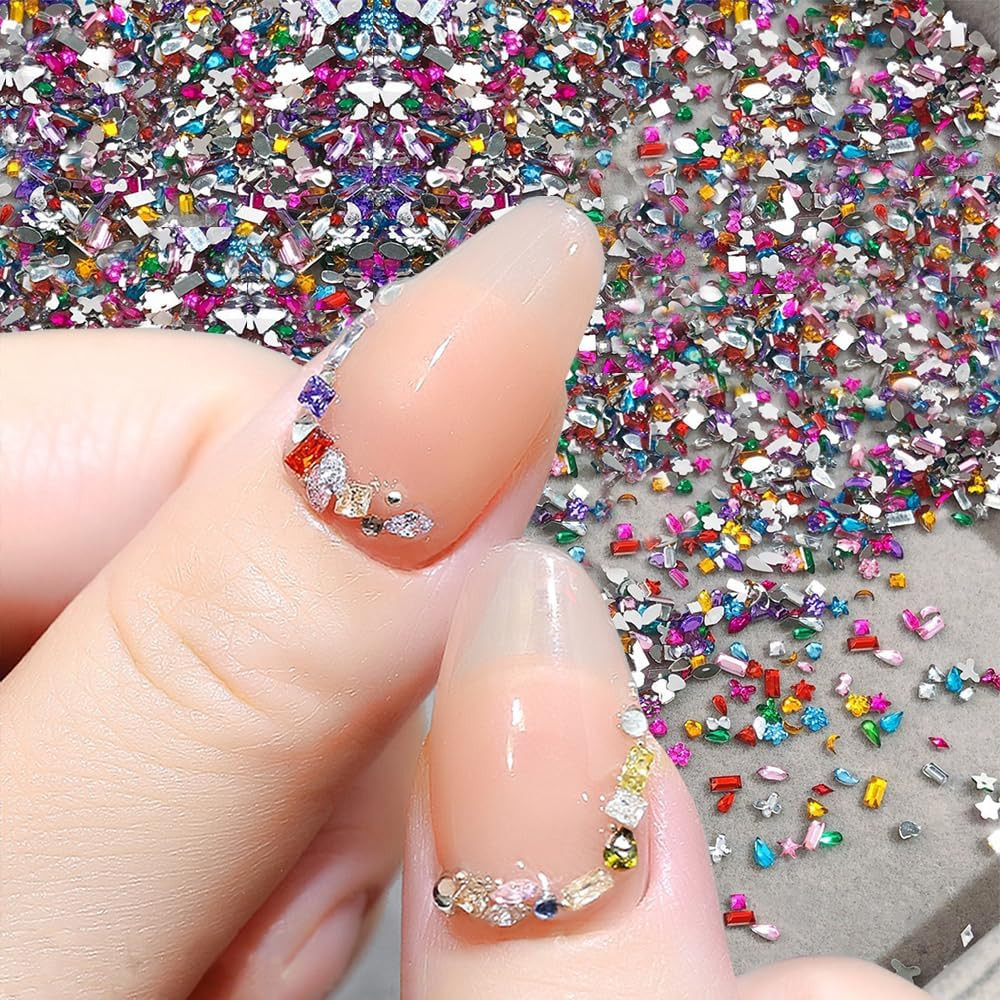 3000Pcs Mini Rhinestones for Nails Colorful Nail Rhinestones Acrylic Flatback