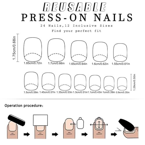 Pink Press on Nails – Short Square Floral Designs – 24 Pcs – Easy to Use