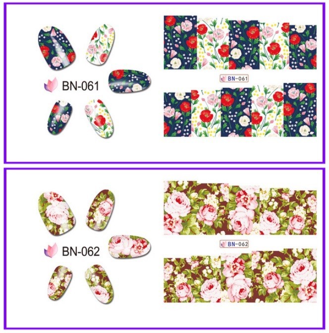 Floral Nail Art Water Decals: Spring Summer Flower Nail Wraps(Group 1)