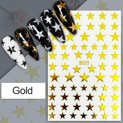 Star Nail Stickers 8 Colors Star Nail Art Stickers Gold Silver Regular Vbn-14