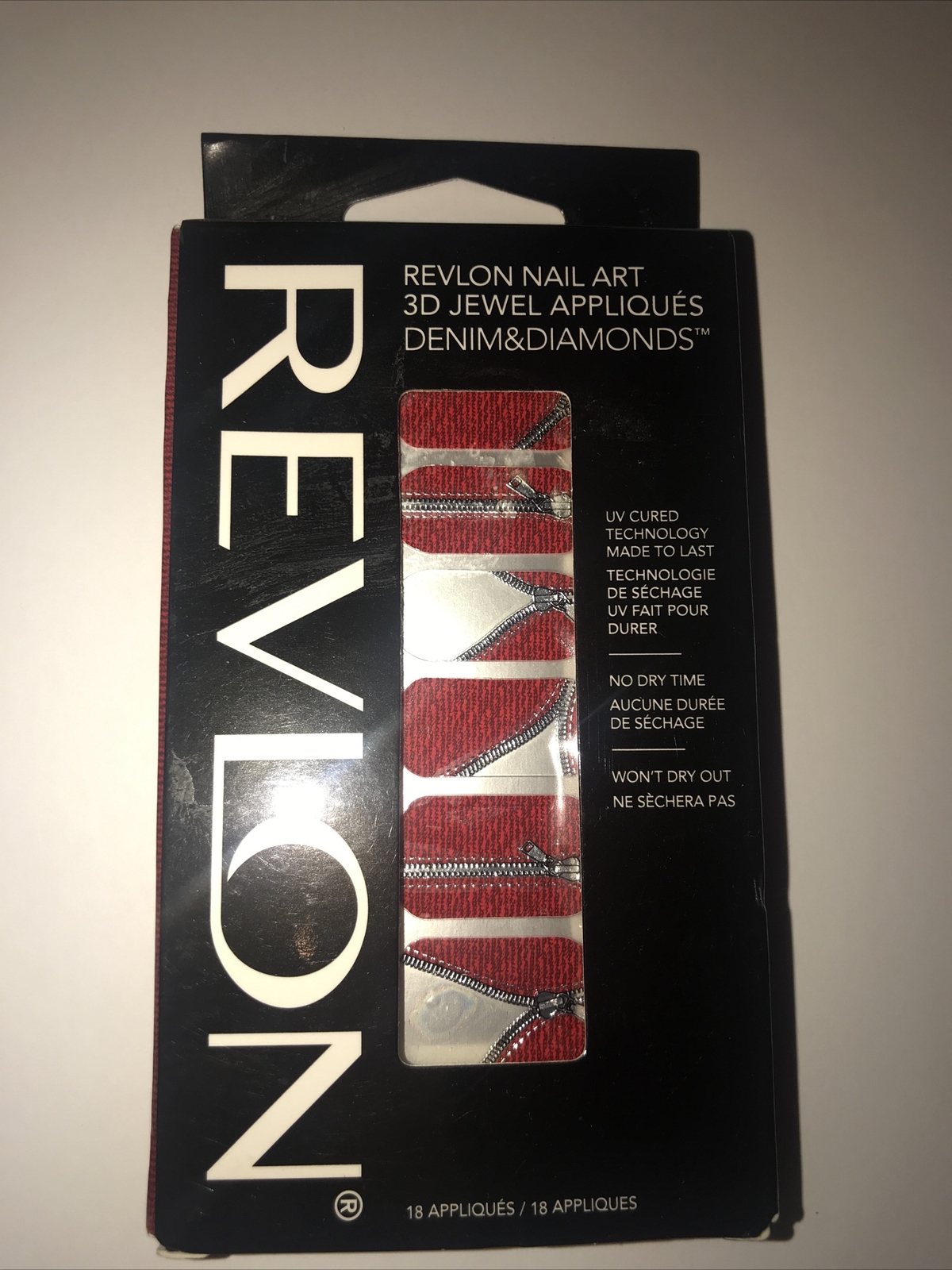 REVLON**Nail Art**3D (18) JEWEL APPLIQUES Denim&Diamonds~#04 ZIP IT~~NEW~~BOXED