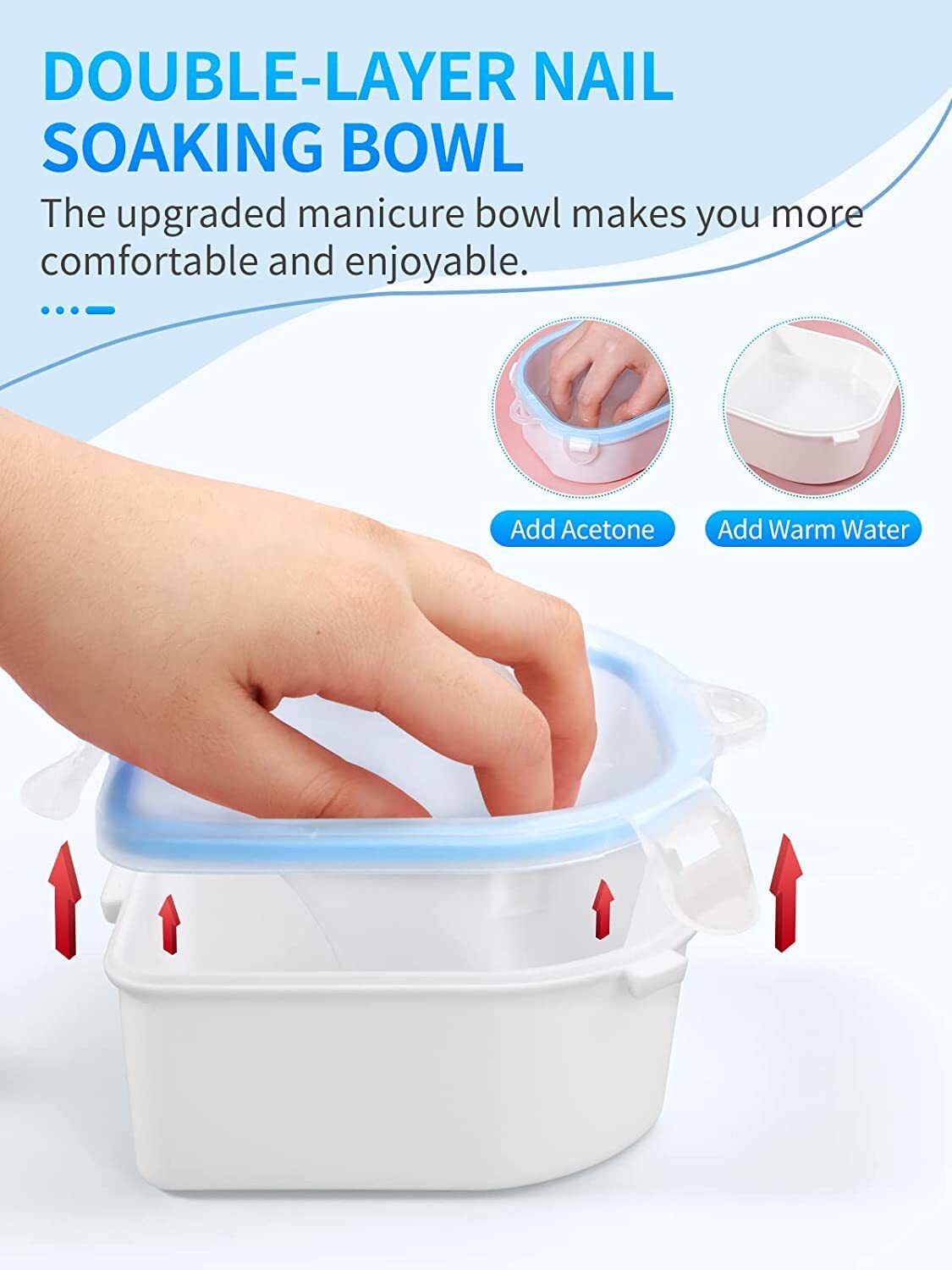 Nail Soaking Bowl Soak Off Gel Polish Remover with Nail Art Tools for Nail Spa
