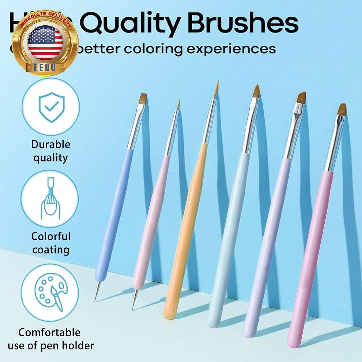 6PCS Nail Art Brushes Set, Nail Design Painting Brushes Builder Gel Brush Nail D