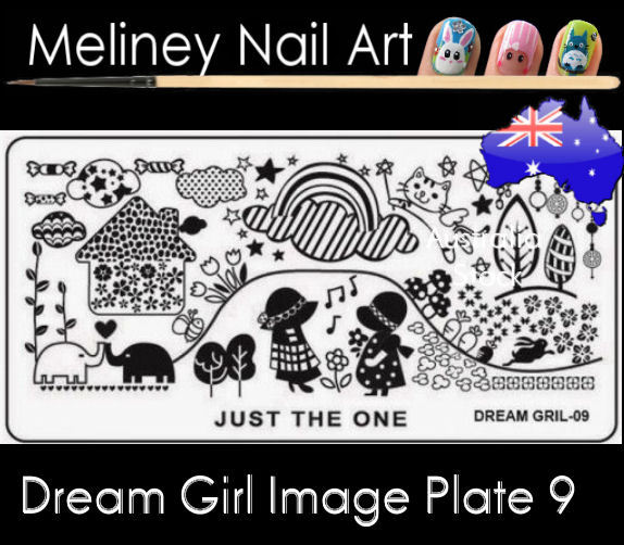 Dream Girl 9 Stamping Nail Art Image Plate Design Rectangle XL Stencil metal