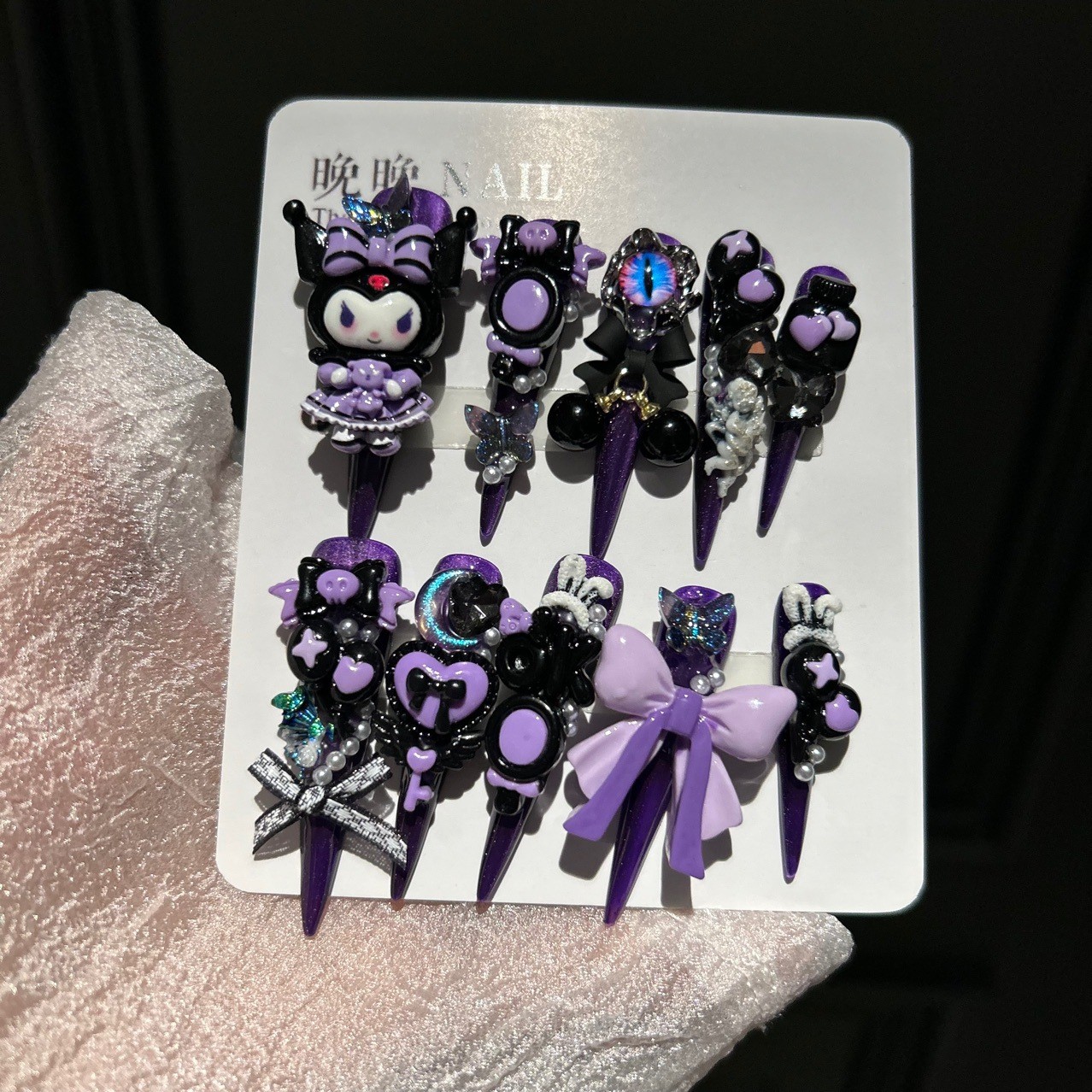 Kuromi 5.0 Dark Luxury Handmade Press On Nails Cute Cartoon Nail Tips