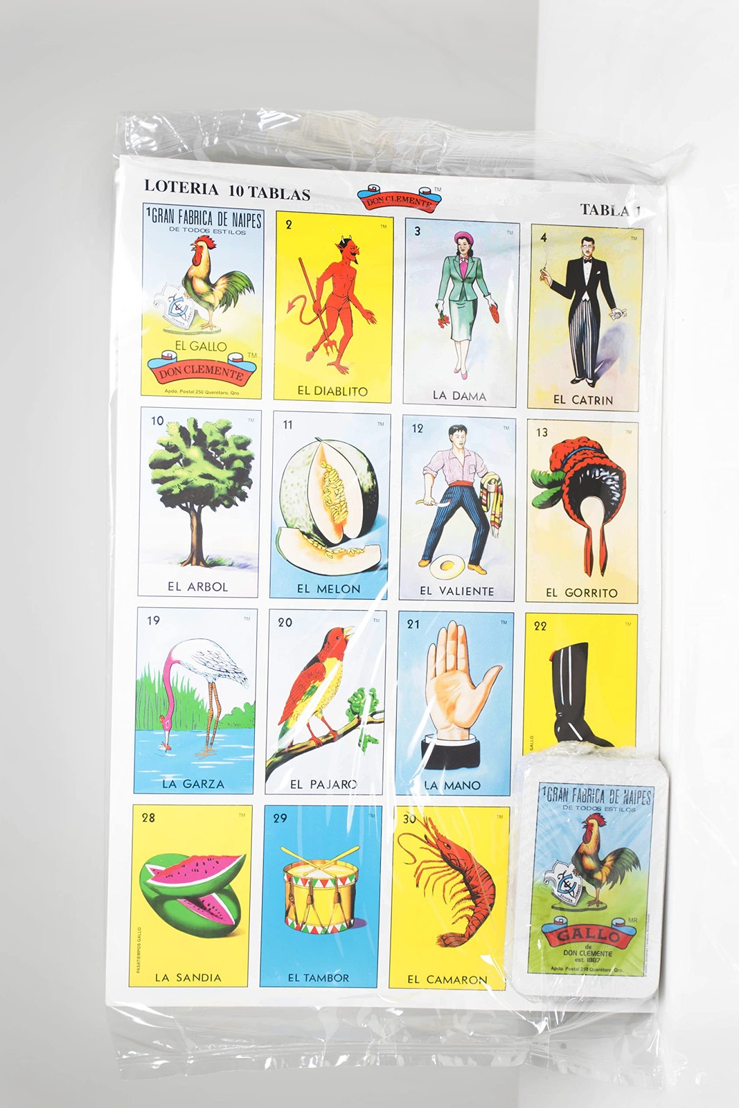 Don Clemente Mexican Jumbo Loteria Set, Deck of Cards Fun and Large, White