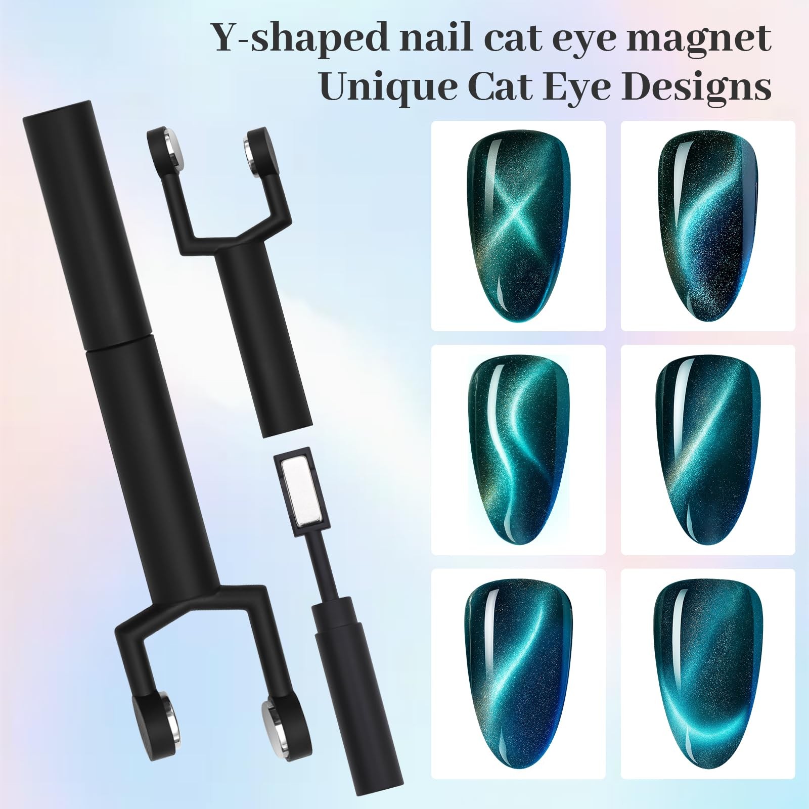 Cat Eye Nail Magnet Set-Y-Shape&3-In-1 Detachable Heart Cat Eye Magnet for Nails