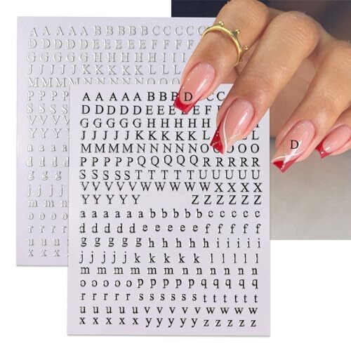 Letters Nail Art Stickers English Alphabet Nail Decals 3D Self 3-letter