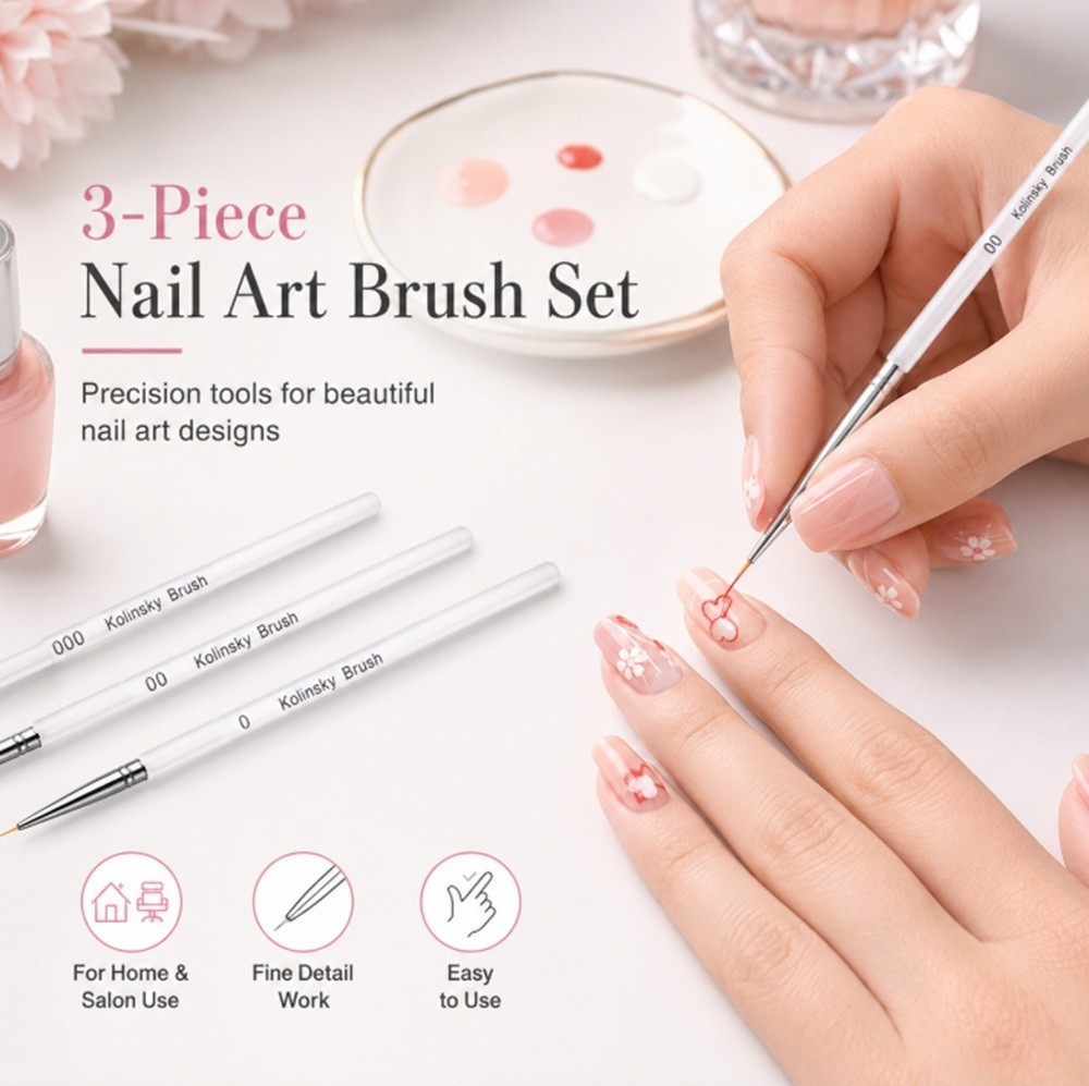 3 Pcs Nail Art Tool Set – Nail Art Pen, Dotting UV Gel Tool, and Liner Brush Set