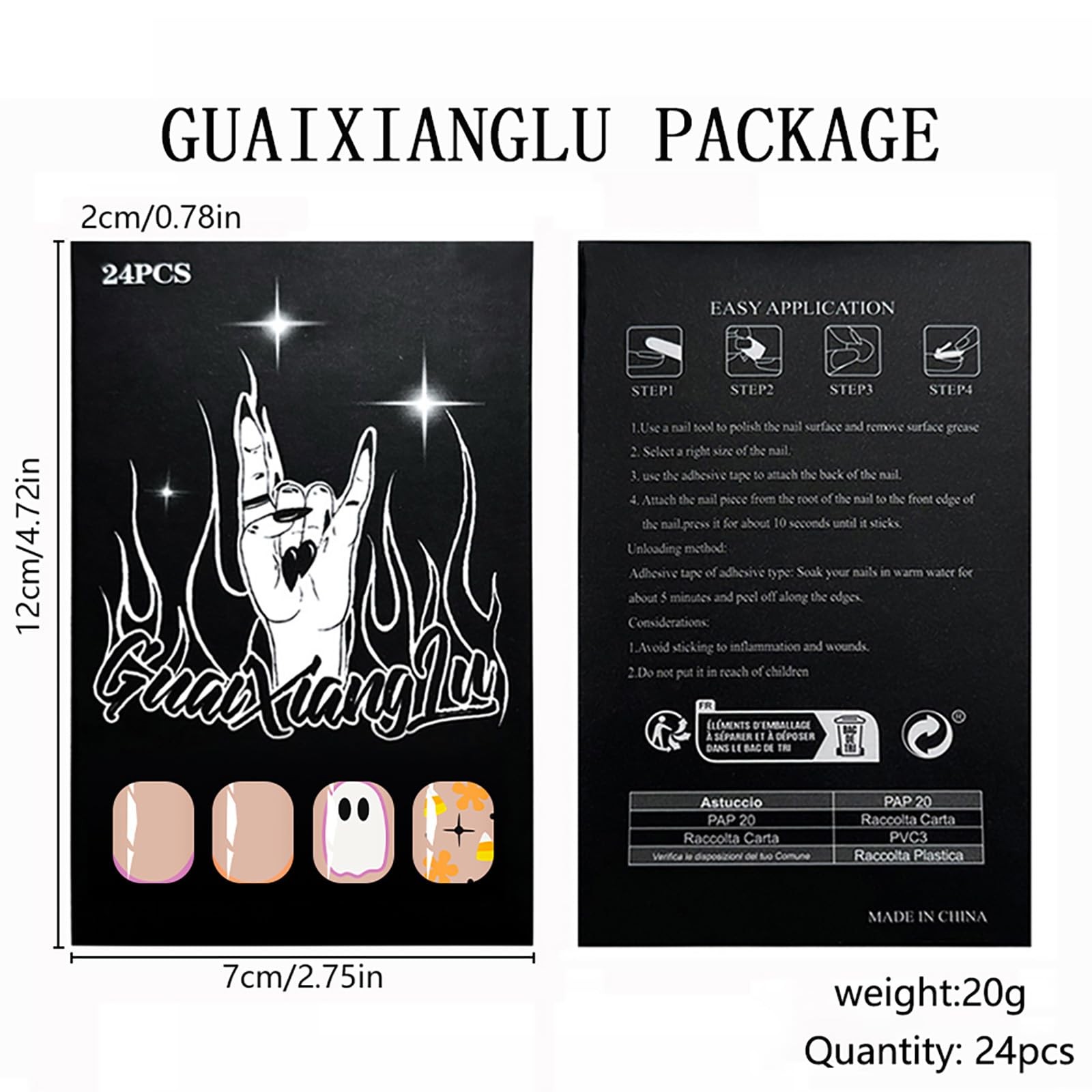 Halloween Press on Nails | Short Oval Fake Nails with Ghost Flower Bat Patter…