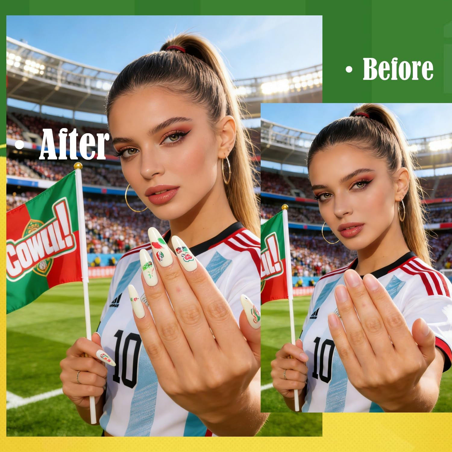 World Cup Soccer Nail Art Stickers,12 Sheets Football Themed Nail Decals | Socce
