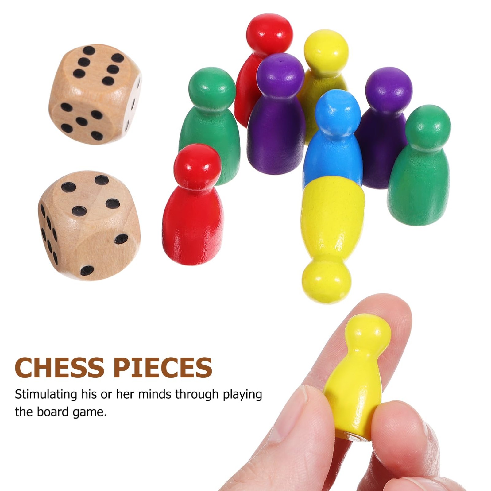 TOPPERFUN 50Pcs Board Game Pieces and Dices, Multicolor Small, As Shown