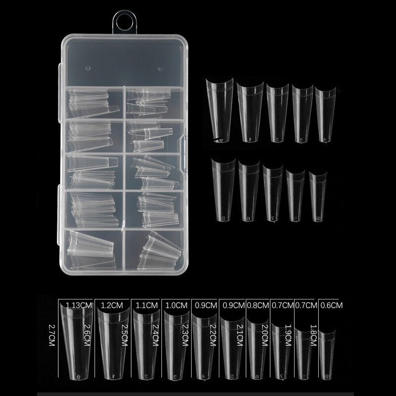 100pcs/case Flat French Half Cover Artificial Fake False Nail Tips 10 Sizes