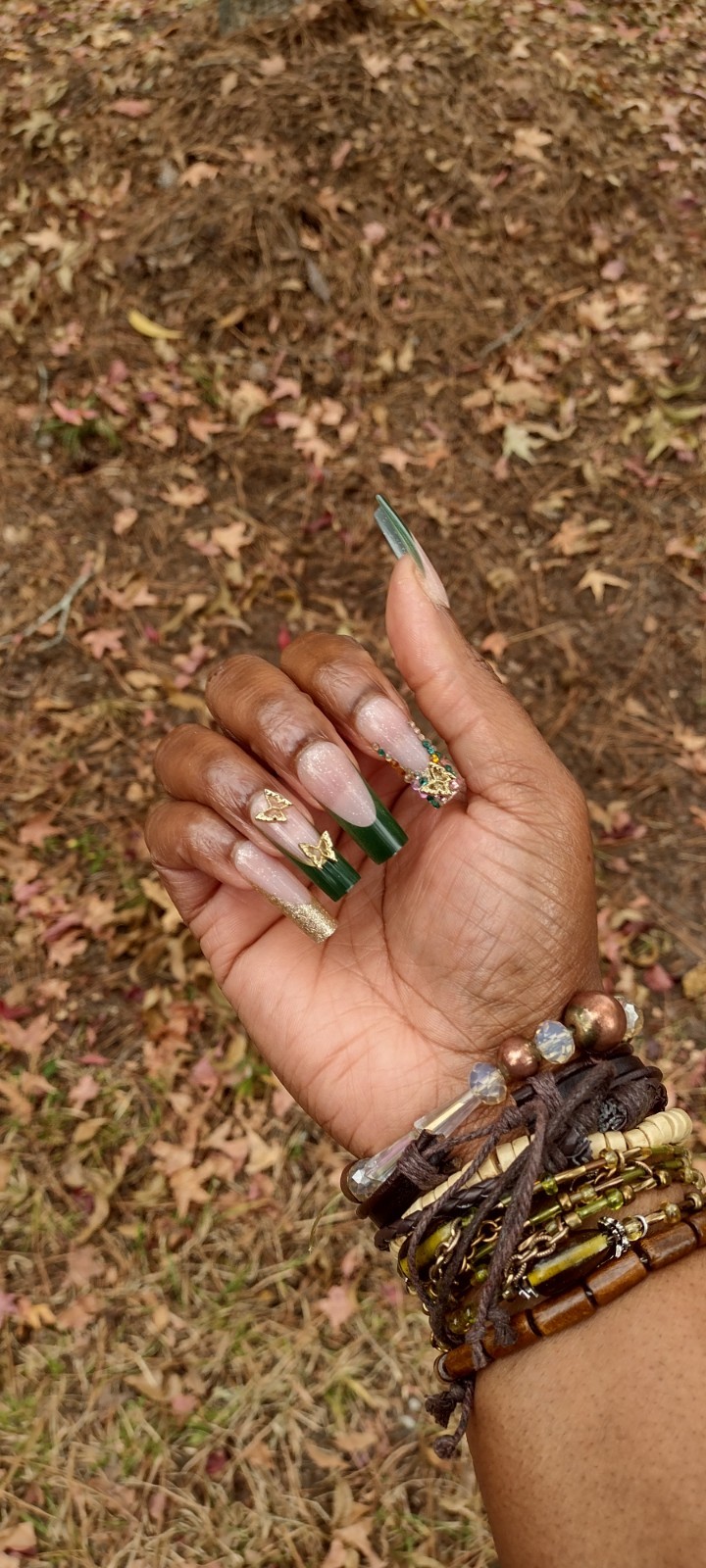 Green Butterfly Goddess PressOn Nail Set Nail Glue Included