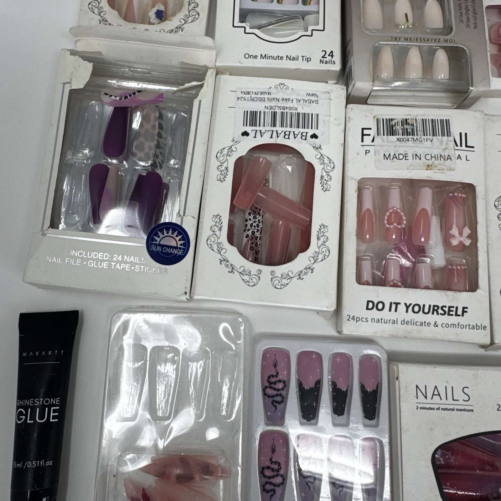 26 Pack Press On Nails Bundle w/ 2 XXL Sets + FREE Lashes & Silicone Bra Pads