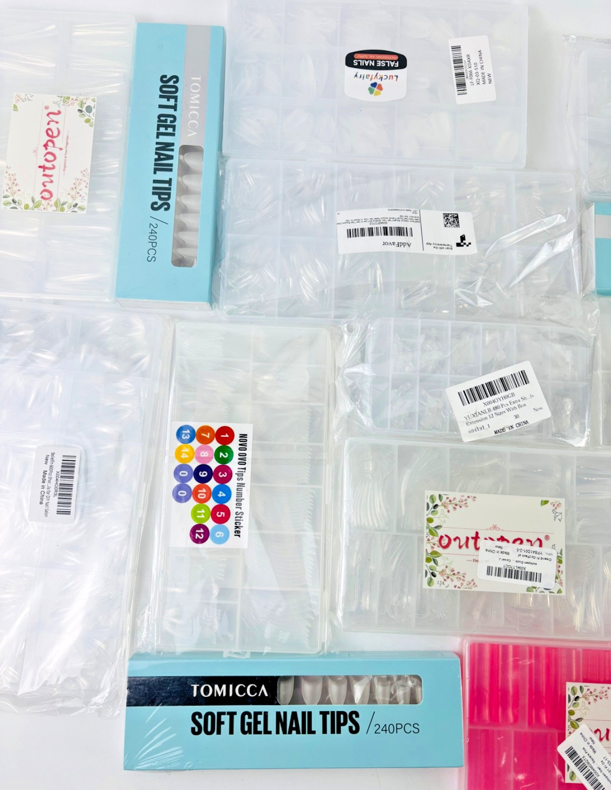 Mixed Gel Nails/Tips/Nail Forms Variety Of Shapes&Lengths Lot Of 20 Packs