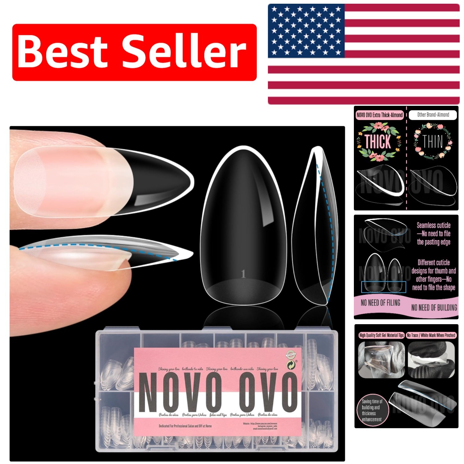 All-in-One Matte Nail Tips – 336 PCS Medium Almond Gel Extensions for Every Nail