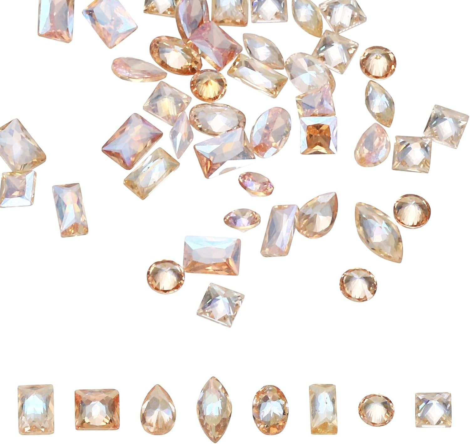 50Pcs Shiny Zircon Rhinestones 2-4Mm Multi-Shape Mini Nail Art Diamonds Crystal