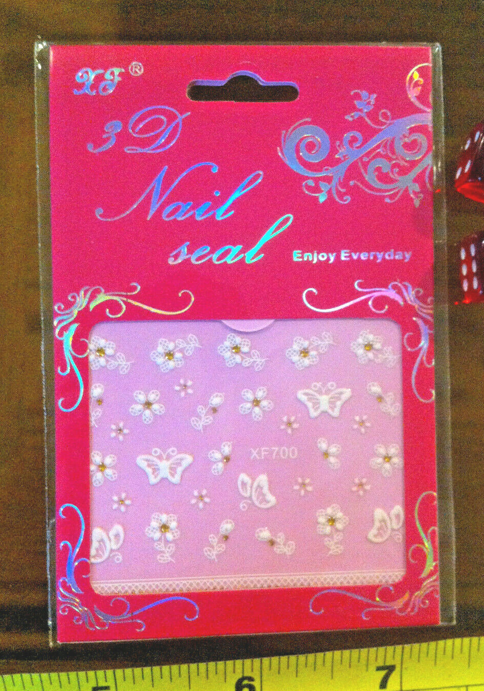 3D Nail Art Set XF700 Pretty White Floral Stick On