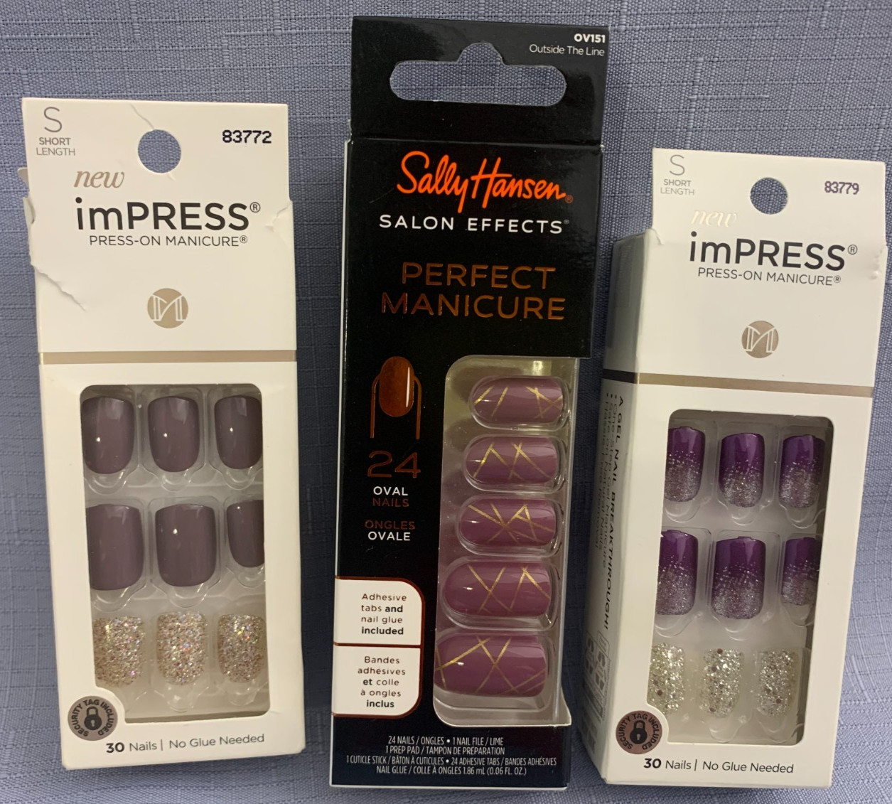3 Sets Faux Nails-Impress and Sally Hansen