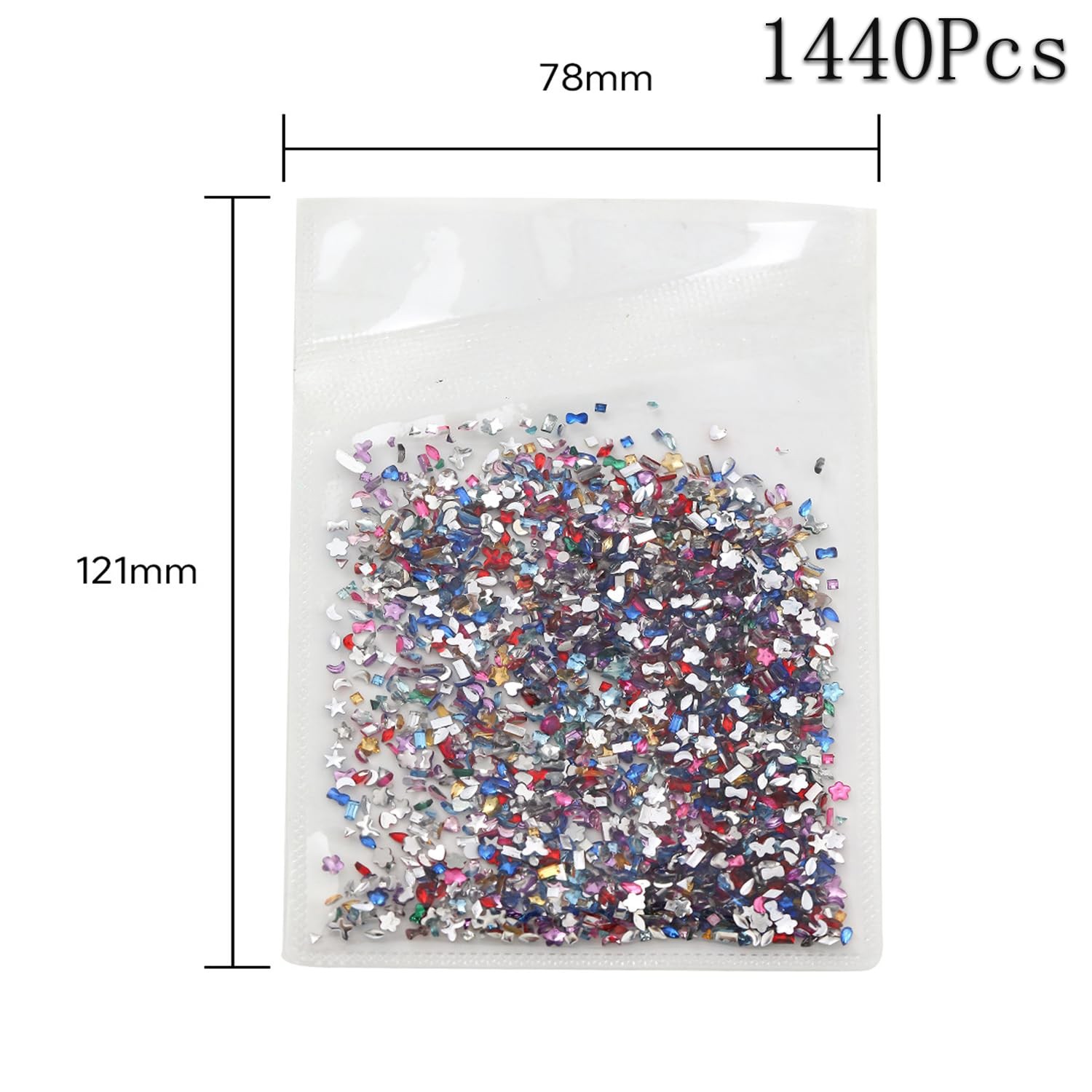 1440Pcs Mini Nail Rhinestones Colorful Nail Art Charms Multi Shape Crystal Ch…