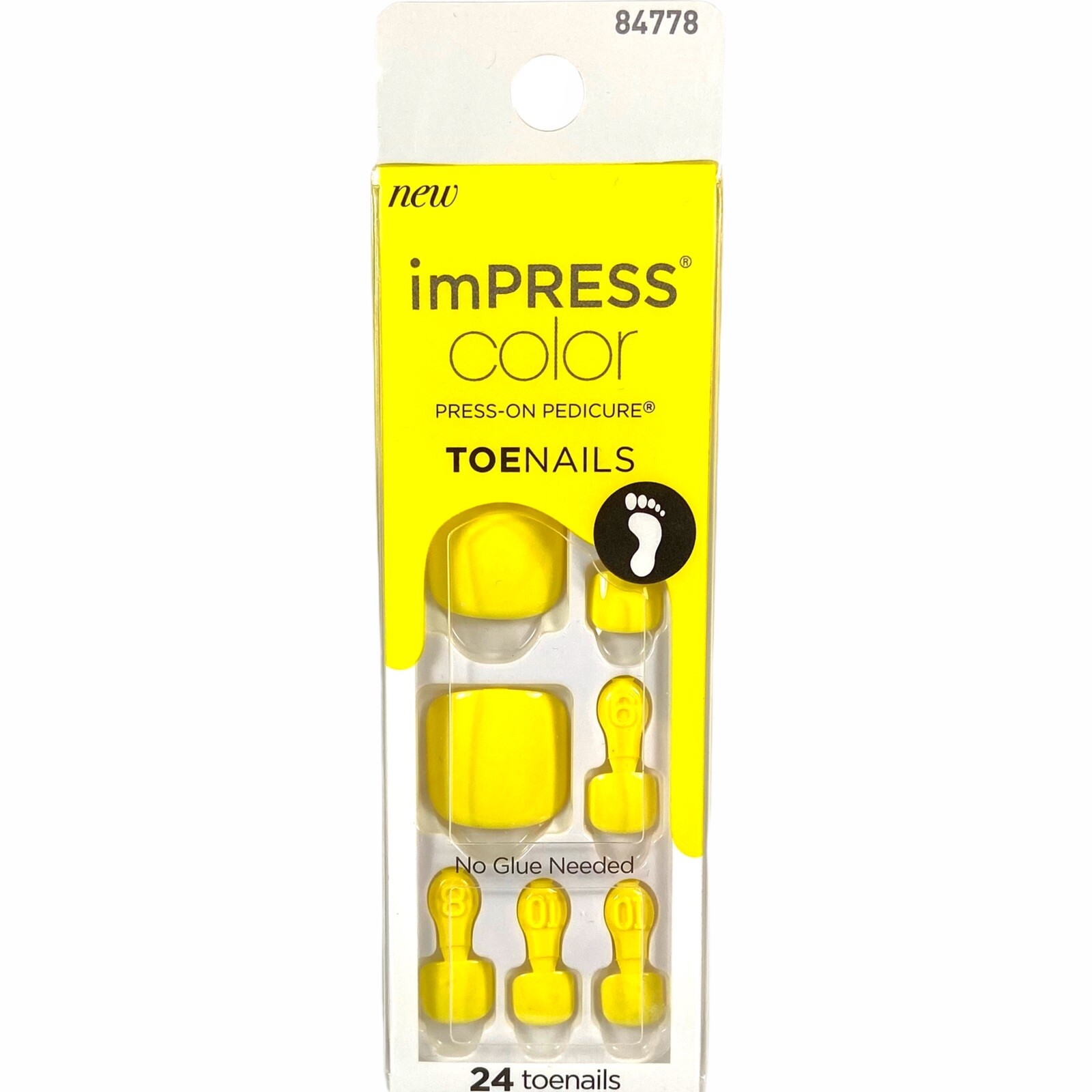 NEW Kiss Nails Impress Color Press On Pedicure Gel Solid Yellow Toe Nails