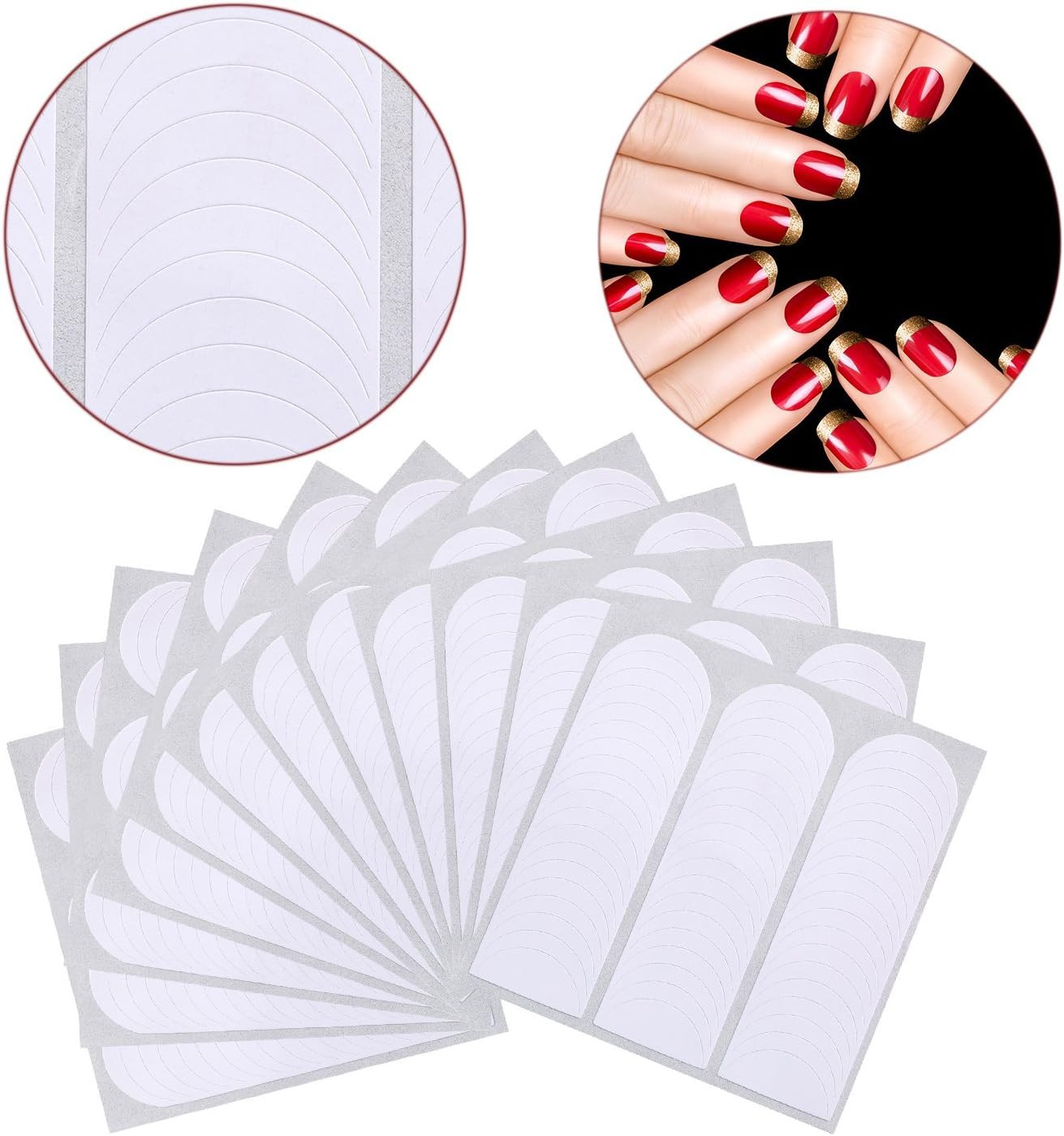576 Pcs French Tip Nail Stickers Moon Shape Manicure Strips | Self-adhesive Stri