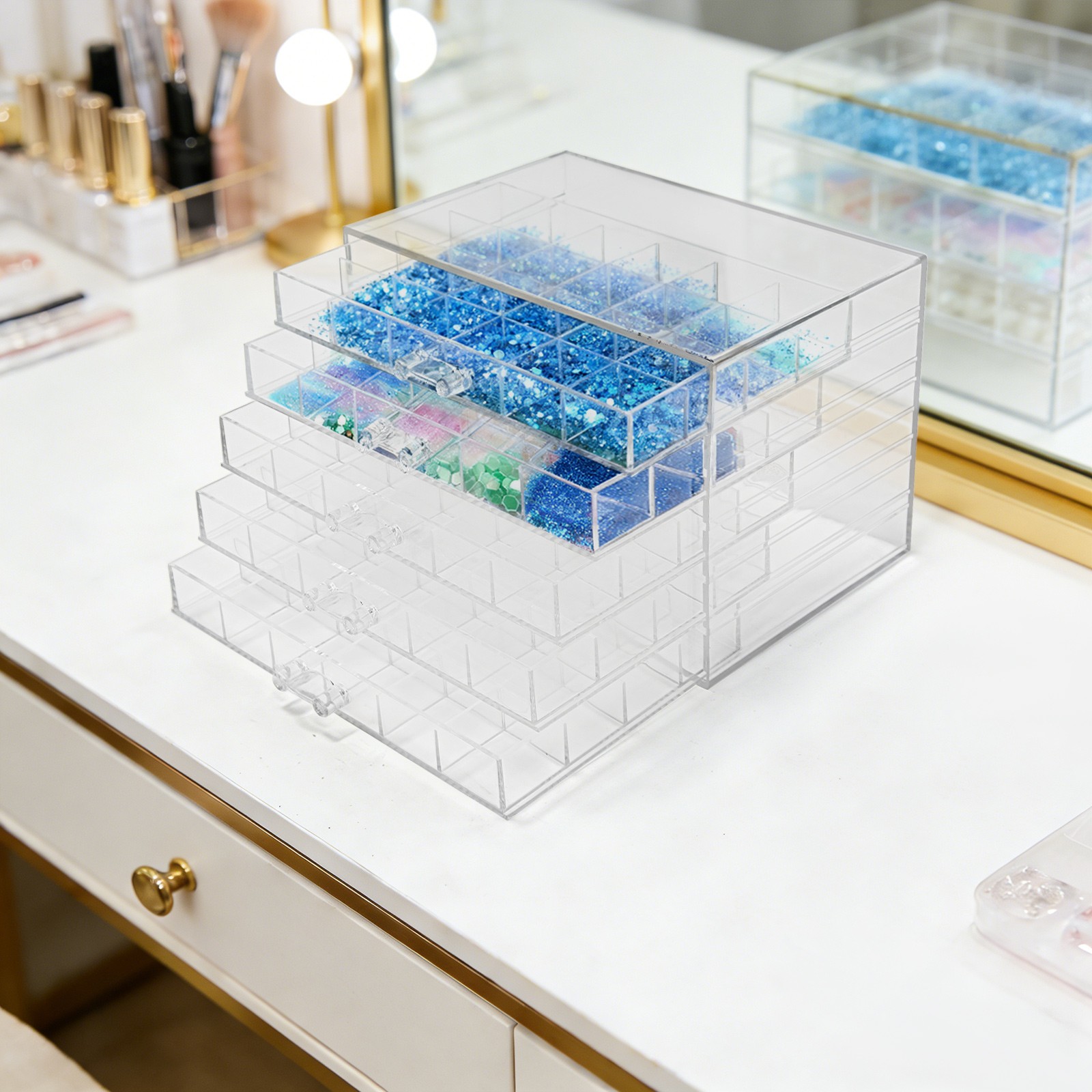 Earring Storage Box Organizer Acrylic Jewelry Storage Box Holder 5 Drawers