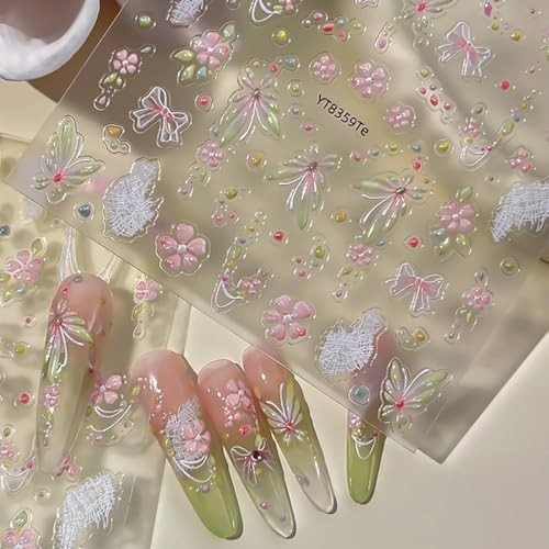 Spring Nail Stickers for Nail Art Butterfly Flower Nail Flower Nail Stickers-7
