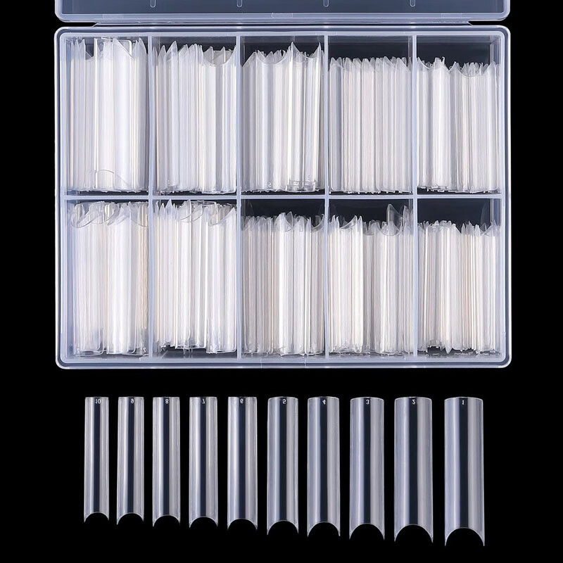 200Pcs XXL C Curve Nail Tips Extra Long Square Fake Nails Half Cover False Nail