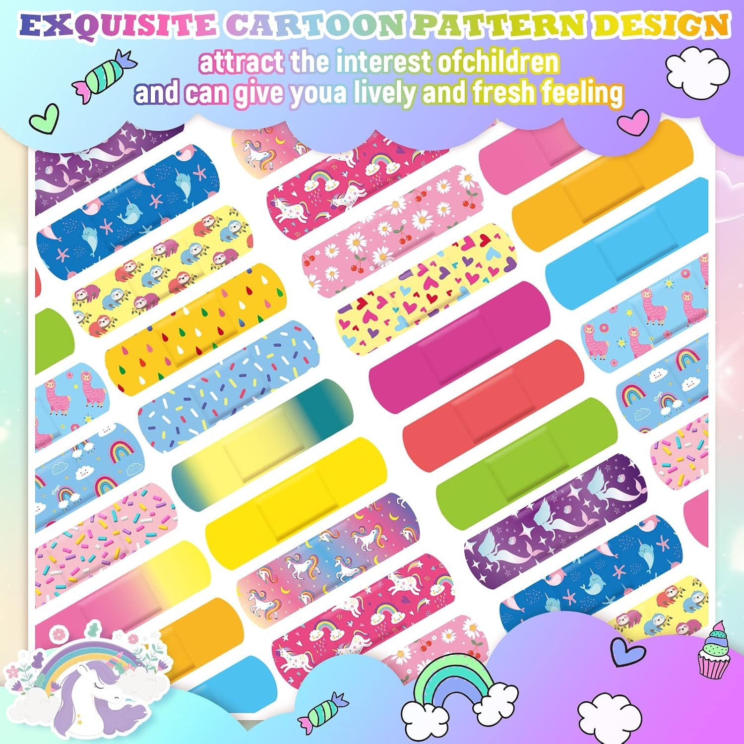 Panelee 120 Pcs Kids Bandages Bulk Cute Cartoon Flexible Waterproof Breathabl…