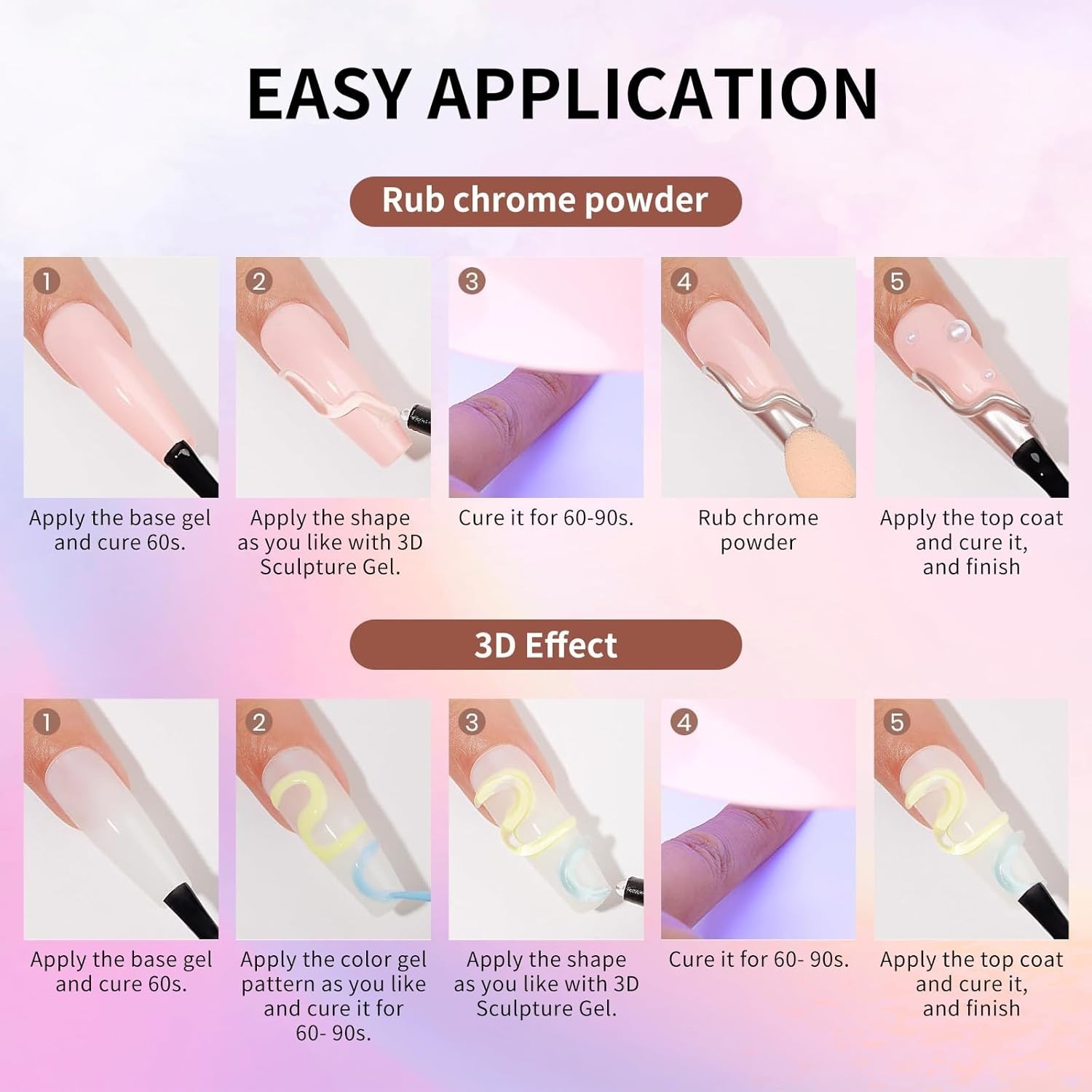 15g 3D Nail Gel & Chrome Powder Kit – Effortless Artistry for Nail Enthusiasts