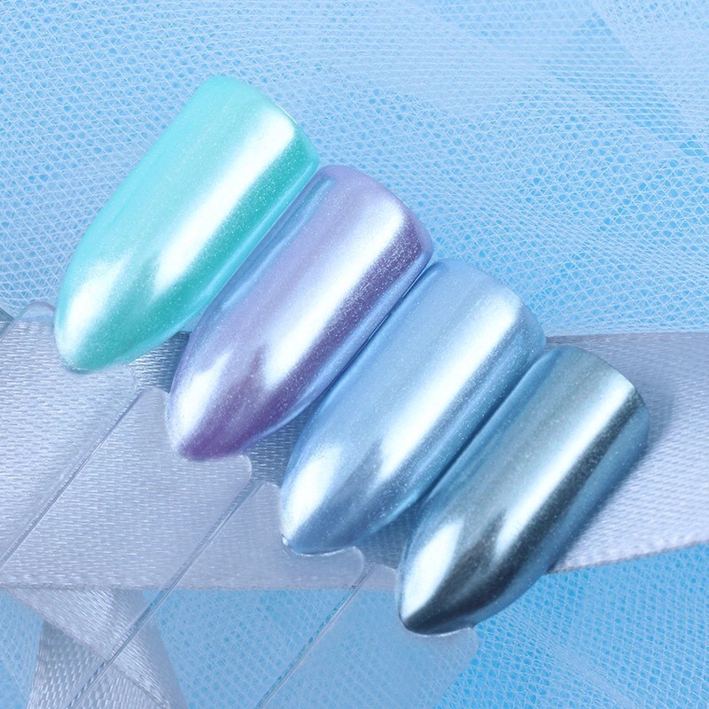 DIAMOND WHITE PEARL NAIL POWDER Mermaid Effect Mirror Shining Pigment Wedding UK