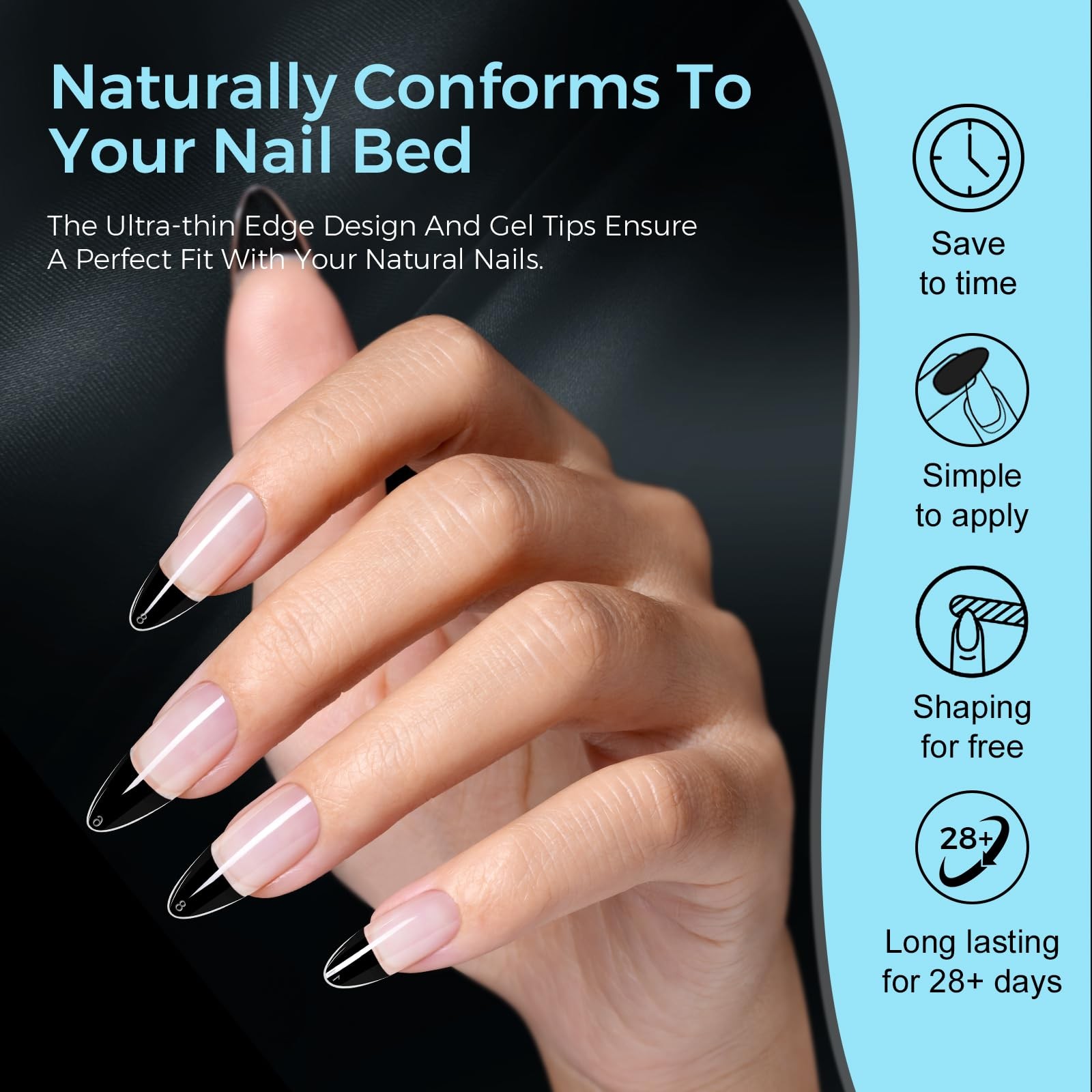Medium Almond Nail Tips 510PCS, 15 Sizes Gel Nail Tips for Full Cover Half Ma…