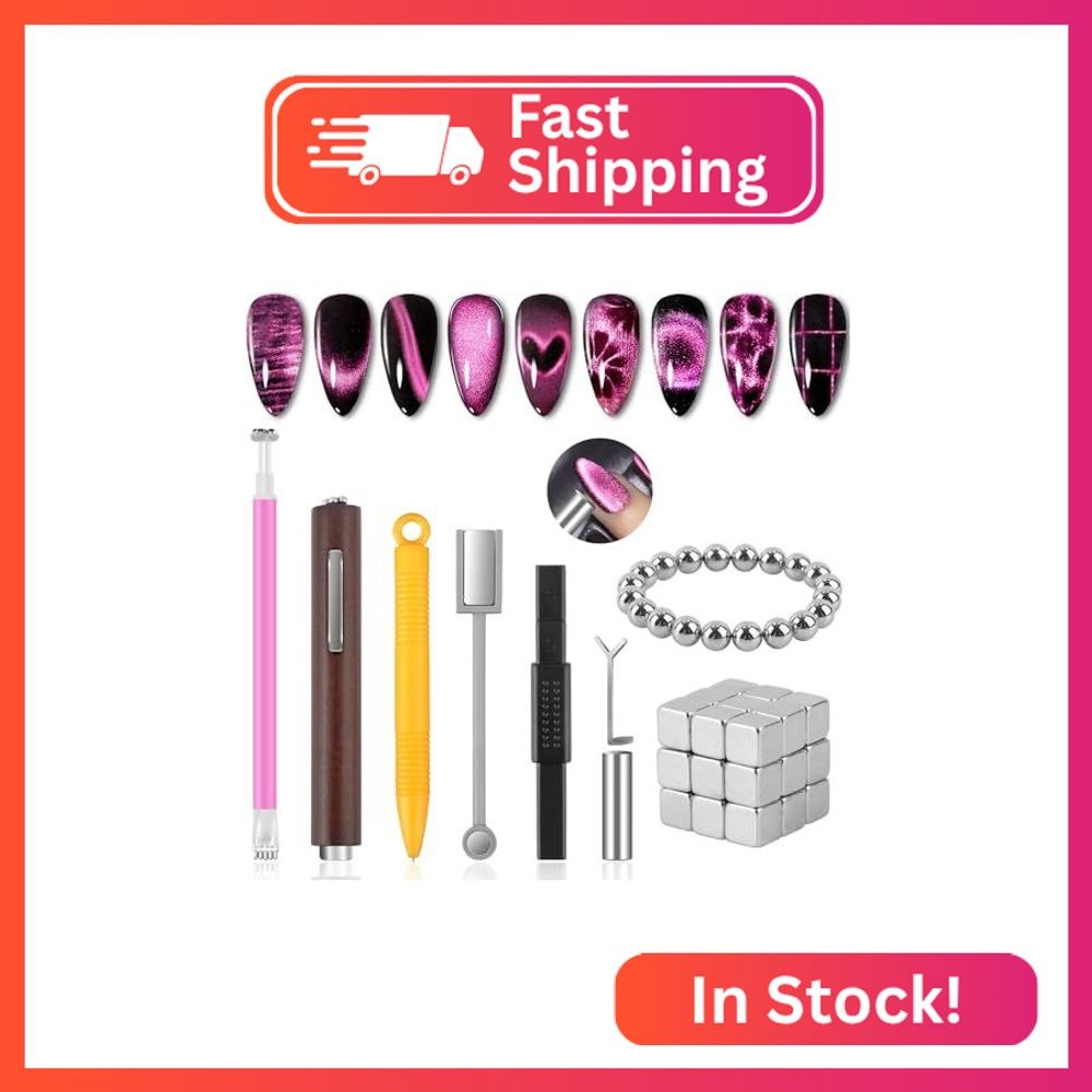 54PCS Cat Eye Nail Magnet Set, EBANKU Cat Eye Gel Nail Polish Magnet for Nails,
