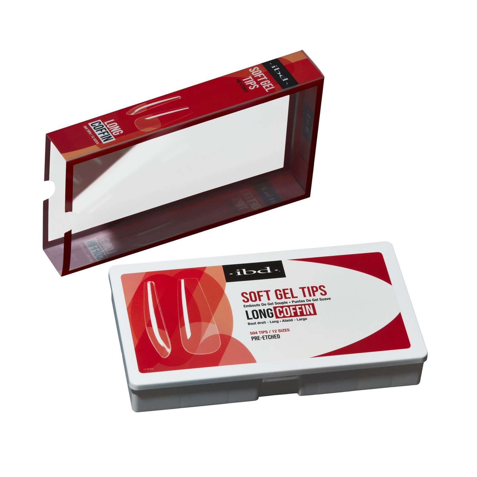 IBD Clear Soft Gel Tips – Long Coffin, 504 ct.