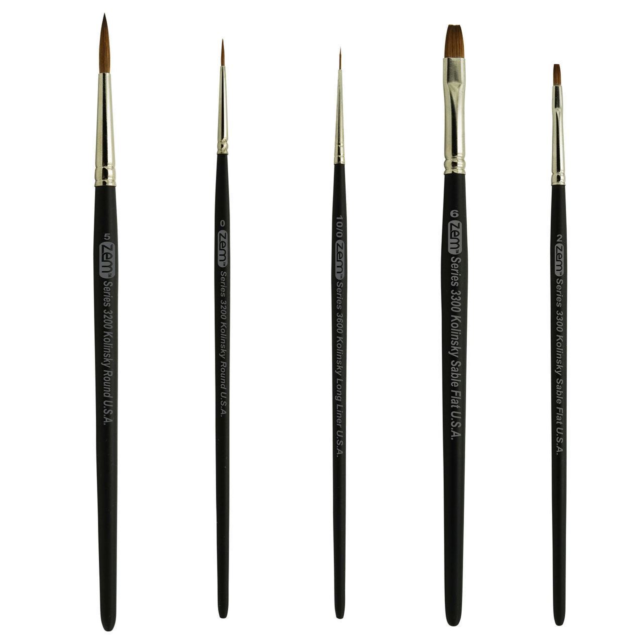 AS-87 Kolinsky Pure Sable Combo Brush Set 6 pcs