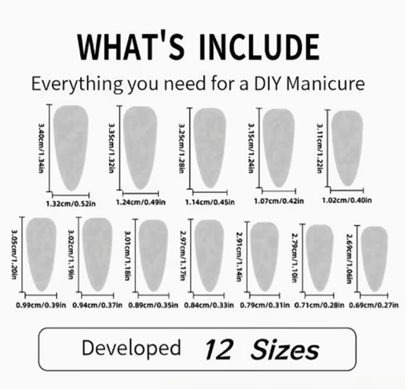 24 Pieces Press-on Nails -Long Almond Pointed Glossy Browns Animal Flowers 3D