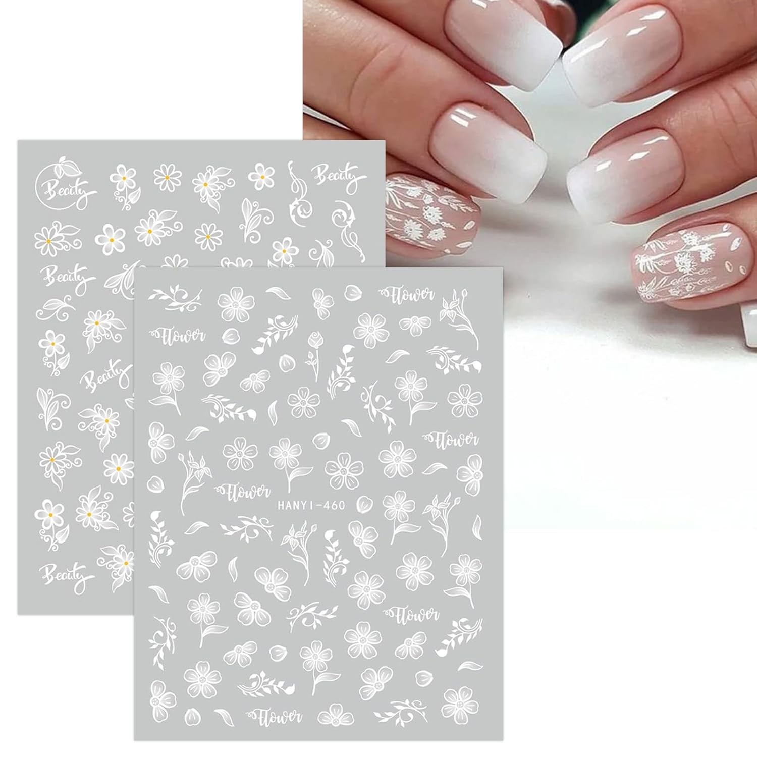 Spring Flower Nail Art Decals 12 Sheets Self Adhesive Easy to Use for Beginners