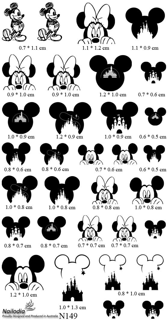 Mickey & Minnie Mouse Nail Art Decal Sticker Water Transfer Slider