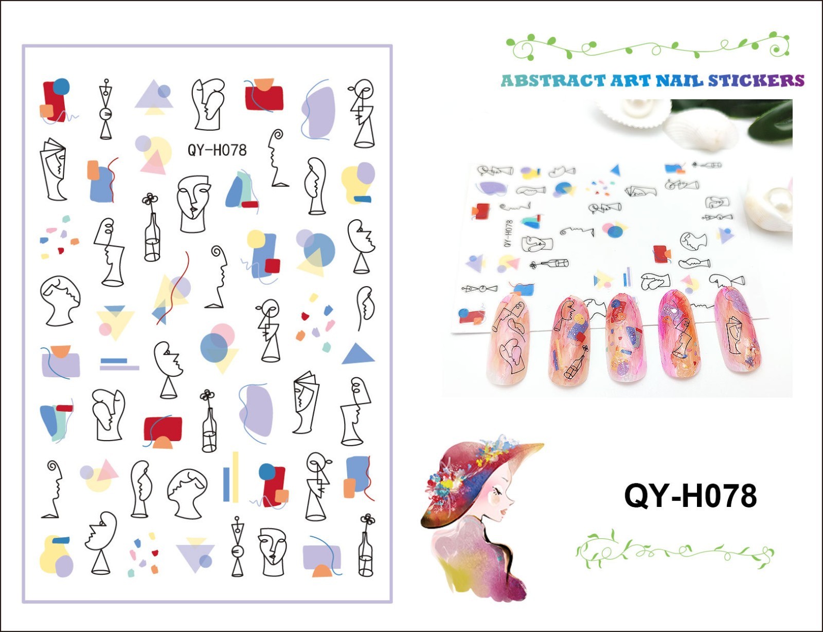 Graffiti Fun Nail Art Stickers Self-Adhesive Minimalist Design Nail Decorations